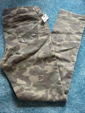 Aeropostale Camo Skinny Jeans - Olive/Brown